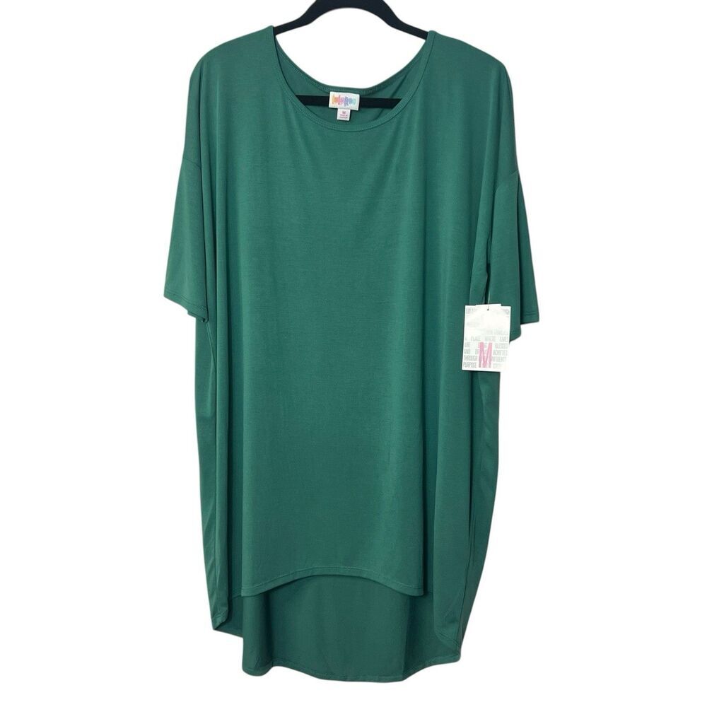 LuLaRoe Women's Irma Medium Hi-low Solid Green Teal ‎ Shirt Dress Relaxed